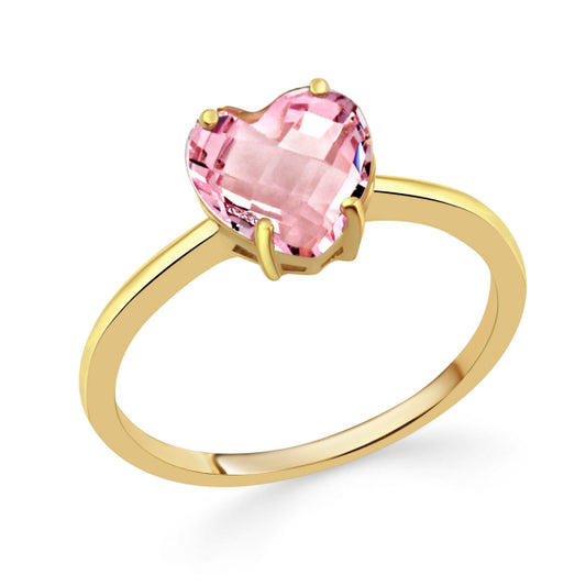 Damenring Herz Kristallglas rosa Silber 925/000 vergoldet - MeinSchmuckShop