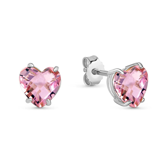 Ohrstecker Herz Kristallglas rosa Silber 925/000 rhodiniert - MeinSchmuckShop