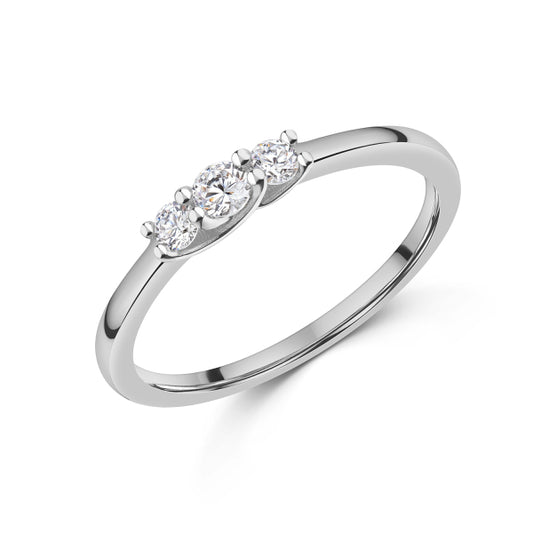 Damenring mit 3 Zirkonia Silber 925/000 rhodiniert - MeinSchmuckShop