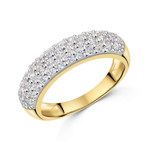 Damenring mit 37 Zirkonia Silber 925/000 vergoldet - MeinSchmuckShop