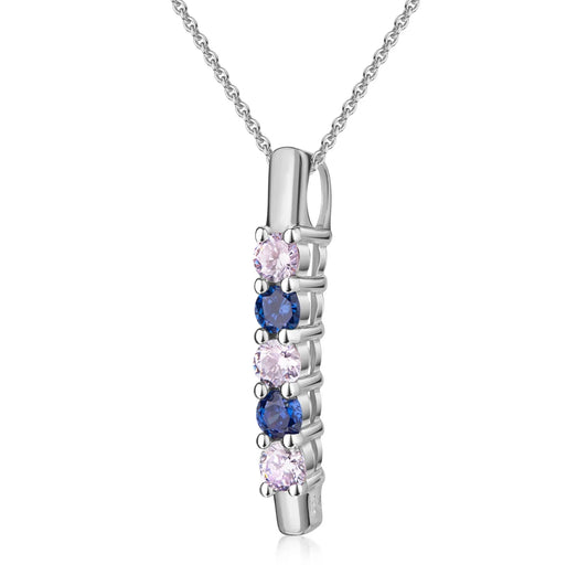 Anhänger mit 5 Zirkonia lavendel/tansanit Silber 925/000 rhodiniert - MeinSchmuckShop