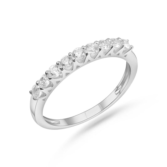 Damenring mit 9 Zirkonia Silber 925/000 rhodiniert - MeinSchmuckShop