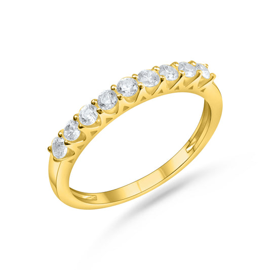 Damenring mit 9 Zirkonia Silber 925/000 vergoldet - MeinSchmuckShop