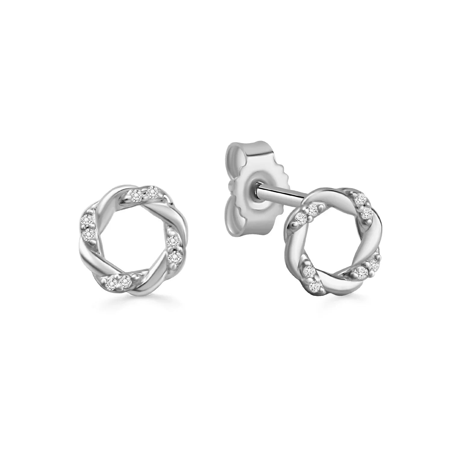 Ohrstecker mit 16 Zirkonia Silber 925/000 rhodiniert - MeinSchmuckShop