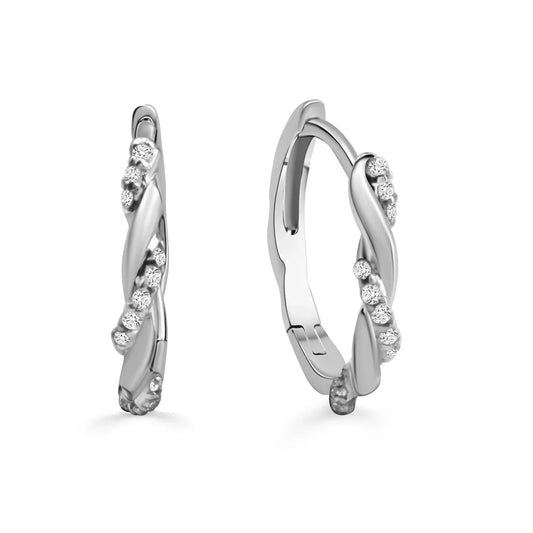 Klappcreolen mit 30 Zirkonia Silber 925/000 rhodiniert - MeinSchmuckShop