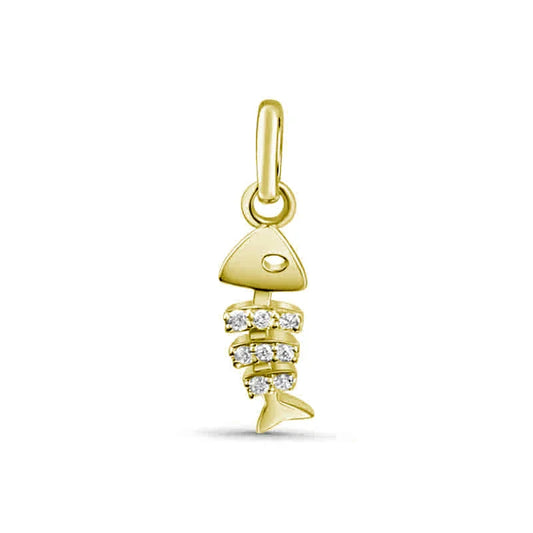 Anhänger Fischgräte mit 8 Zirkonia Silber 925/000 vergoldet - MeinSchmuckShop