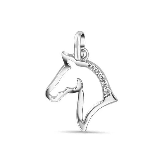 Anhänger Pferdekopf mit 5 Zirkonia Silber 925/000 rhodiniert - MeinSchmuckShop