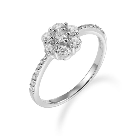 Damenring mit 21 Zirkonia Silber 925/000 rhodiniert - MeinSchmuckShop