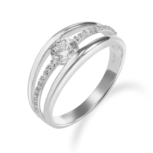 Damenring mit 21 Zirkonia Silber 925/000 rhodiniert - MeinSchmuckShop