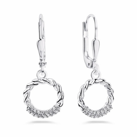Ohrhänger twisted mit 30 Zirkonia Silber 925/000 rhodiniert - MeinSchmuckShop