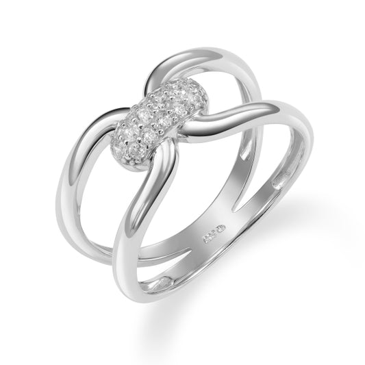 Damenring mit 16 Zirkonia Silber 925/000 rhodiniert - MeinSchmuckShop