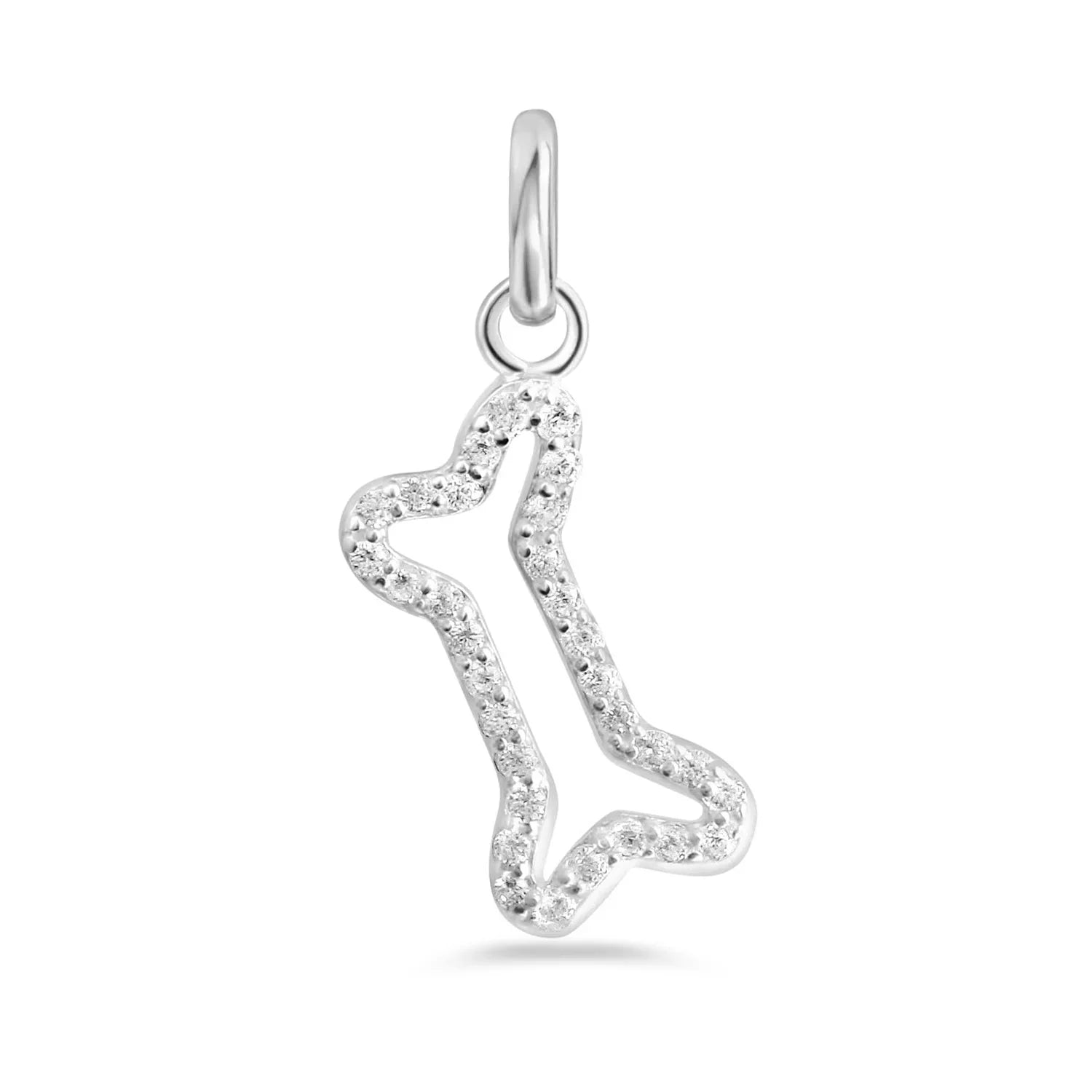 Anhänger Hundeknochen mit 31 Zirkonia Silber 925/000 rhodiniert - MeinSchmuckShop