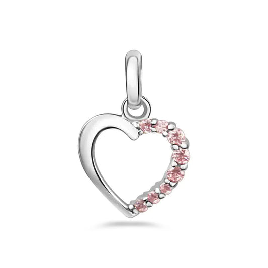 Anhänger Herz mit 8 Zirkonia pink Silber 925/000 rhodiniert - MeinSchmuckShop