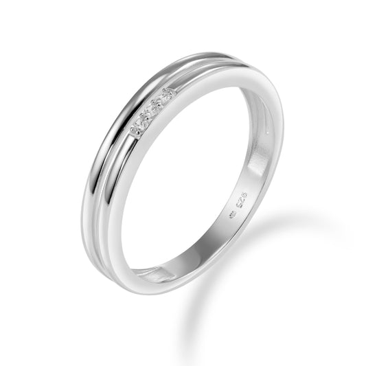 Damenring 3 Zirkonia Silber 925/000 rhodiniert - MeinSchmuckShop