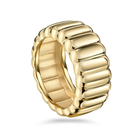 Damenring Bold Striped Silber 925/000 vergoldet - MeinSchmuckShop