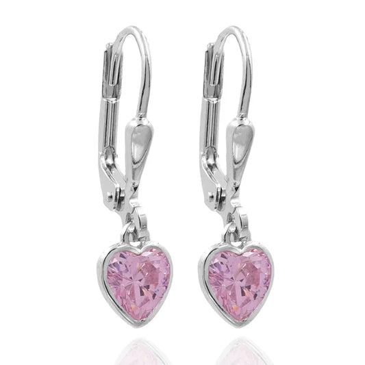 Ohrhänger Herz Zirkonia rosa Silber 925/000 - MeinSchmuckShop