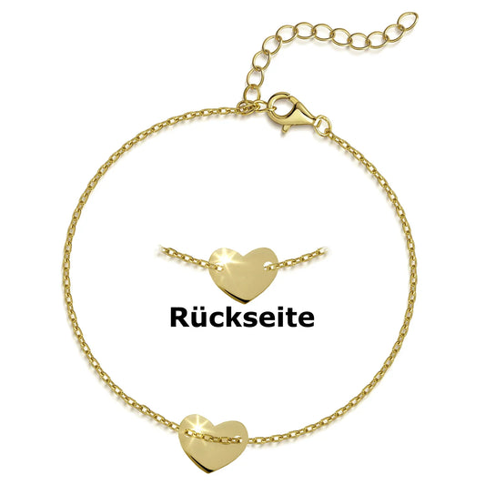 Armband mit Herz 16,5+3cm Silber 925/000 vergoldet - MeinSchmuckShop