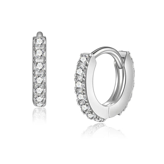 Klappcreolen mit 26 Zirkonia 11/1.8mm Silber 925/000 - MeinSchmuckShop