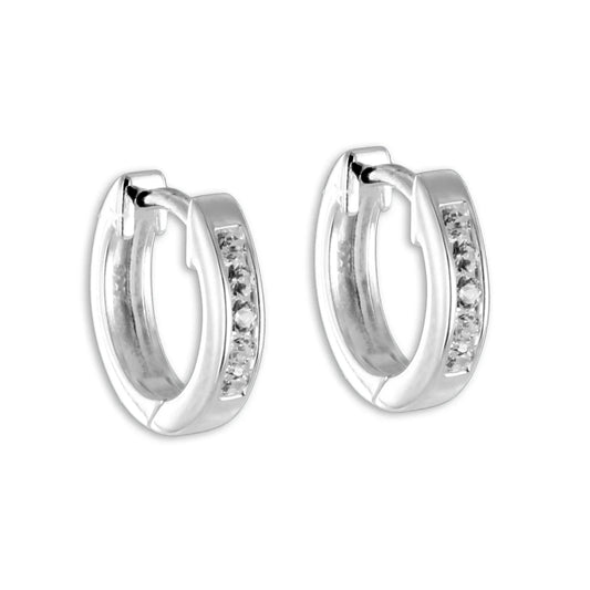 Klappcreolen 12mm mit 10 Zirkonia - Silber 925/000 - MeinSchmuckShop