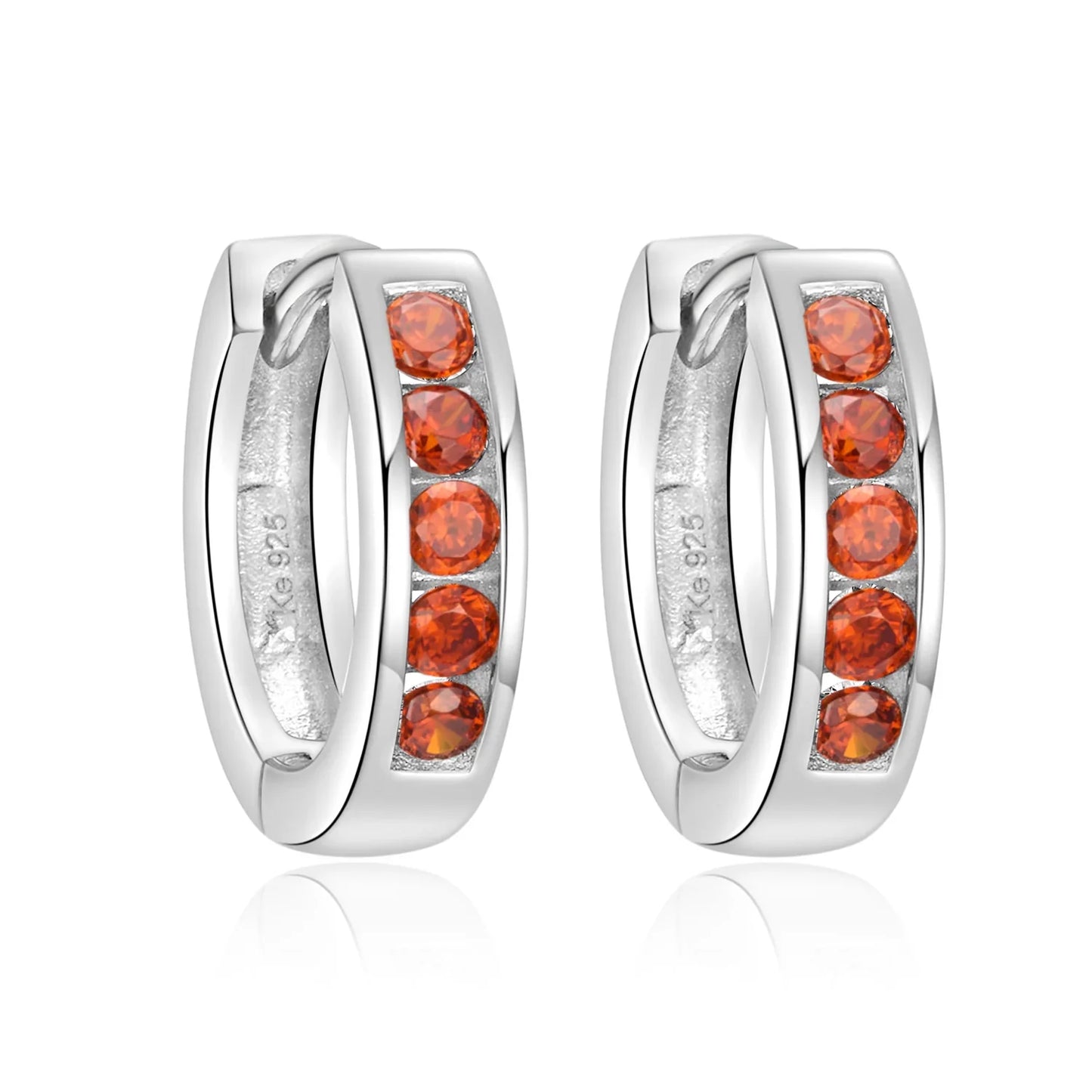 Klappcreolen 15/3mm mit 10 Zirkonia rot Silber 925/000 - MeinSchmuckShop