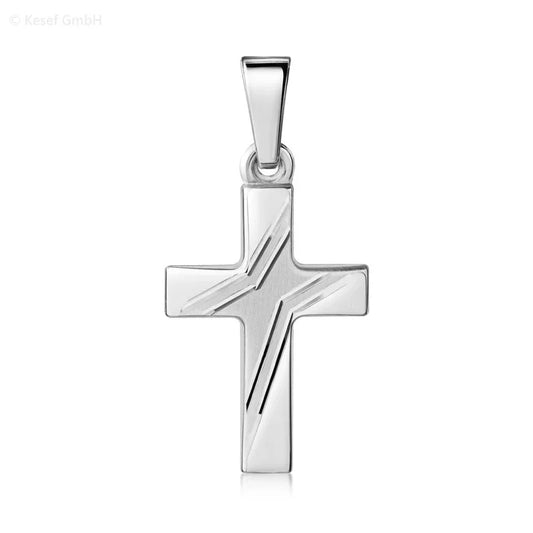 Anhänger Kreuz glanz/matt/diamantiert 16mm Silber 925/000 - MeinSchmuckShop
