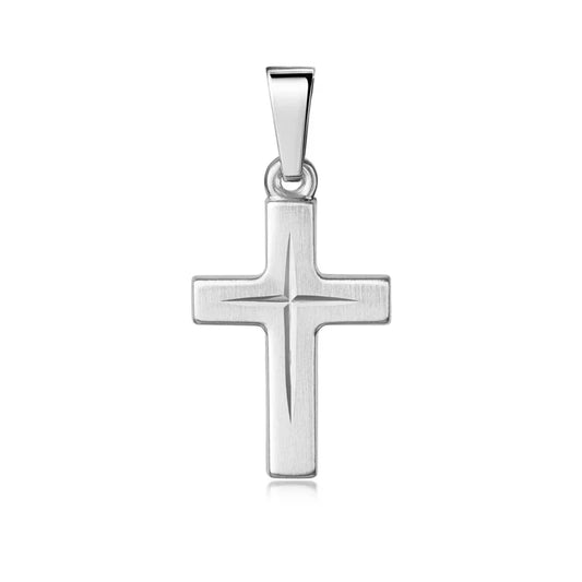 Anhänger Kreuz seidenmatt/diamantiert 16mm Silber 925/000 - MeinSchmuckShop