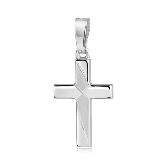 Anhänger Kreuz glanz/matt/diamantiert 18mm Silber 925/000 - MeinSchmuckShop