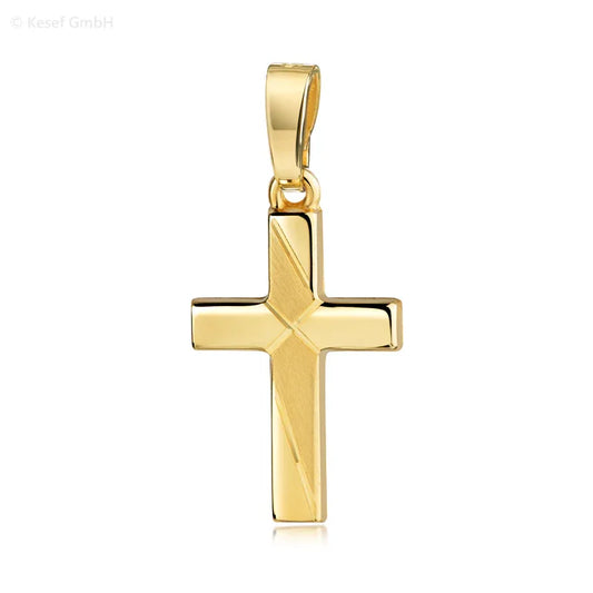 Anhänger Kreuz glanz/matt/diamantiert 18mm Silber 925/000 vergoldet - MeinSchmuckShop