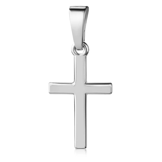 Anhänger Kreuz glanz 13mm Silber 925/000 rhodiniert - MeinSchmuckShop
