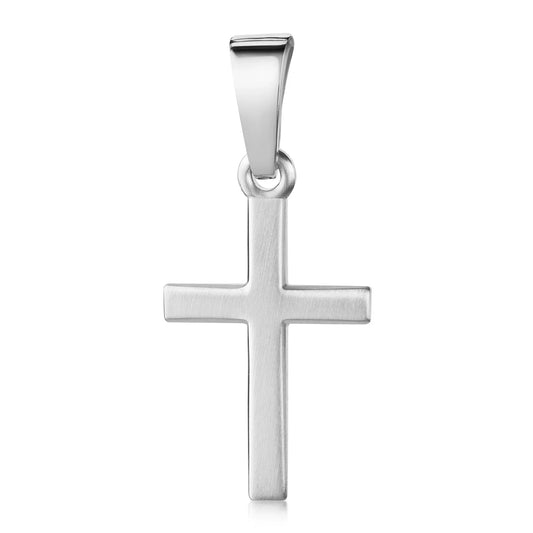 Anhänger Kreuz seidenmatt 13mm Silber 925/000 rhodiniert - MeinSchmuckShop