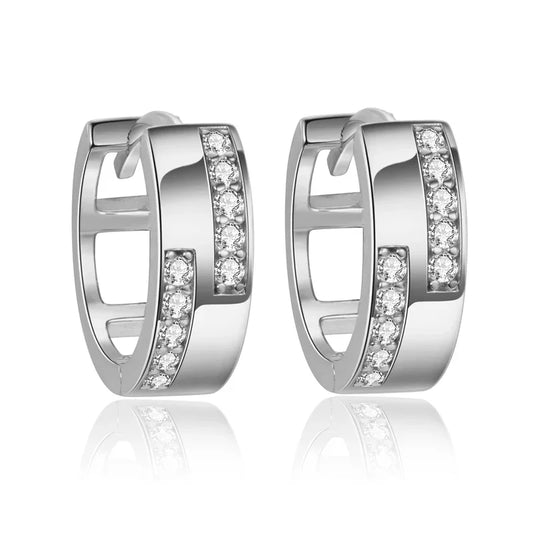Klappcreolen mit 18 Zirkonia 12/4mm Silber 925/000 - MeinSchmuckShop