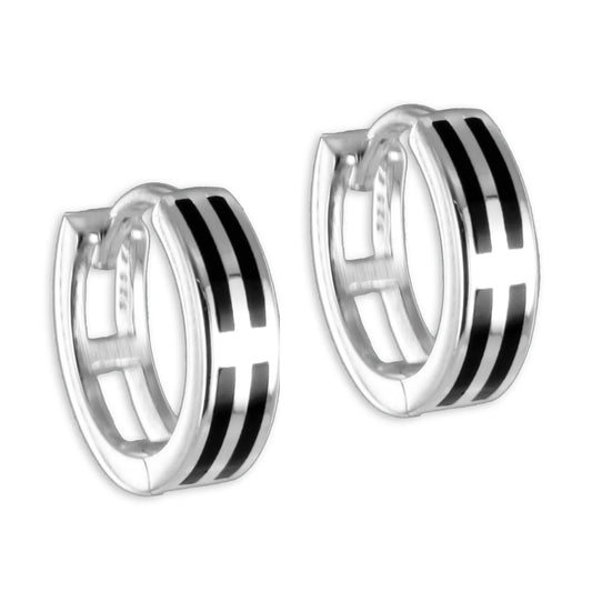 Klappcreolen 13mm Onyx - Silber 925/000 - MeinSchmuckShop