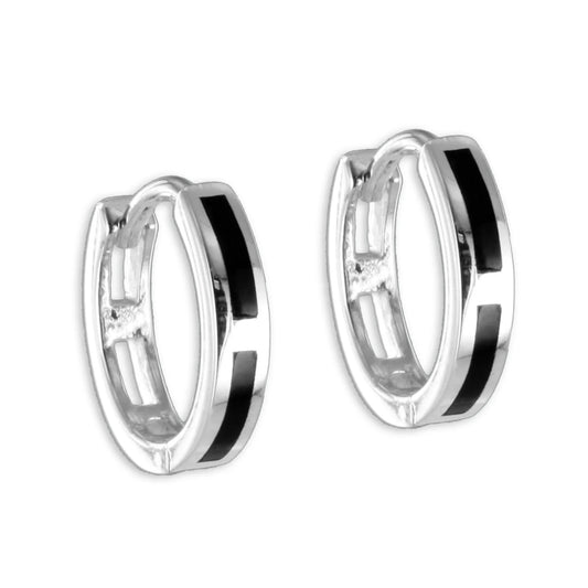 Klappcreolen 12mm mit Onyx - Silber 925/000 - MeinSchmuckShop