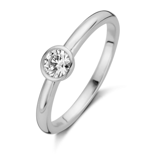 Solitärring mit Zirkonia 4mm Silber 925/000