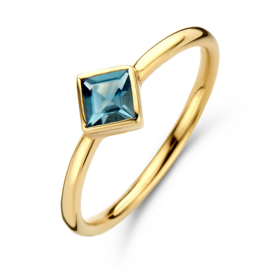 Damenring mit Kristall in London Blue Silber 925/000 vergoldet - MeinSchmuckShop