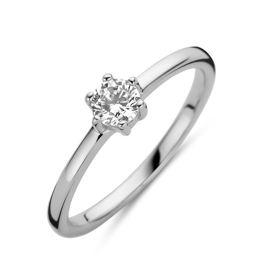 Solitärring mit Zirkonia 4mm Silber 925/000