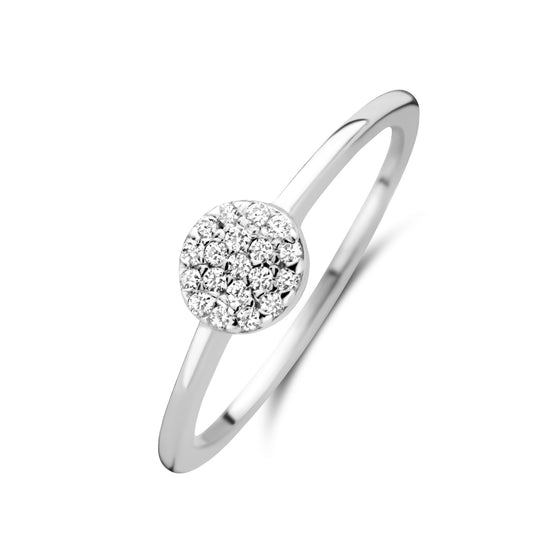 Damenring rund 19 Zirkonia Silber 925/000 rhodiniert - MeinSchmuckShop
