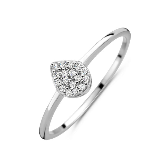 Damenring Tropfen 17 Zirkonia Silber 925/000 rhodiniert - MeinSchmuckShop
