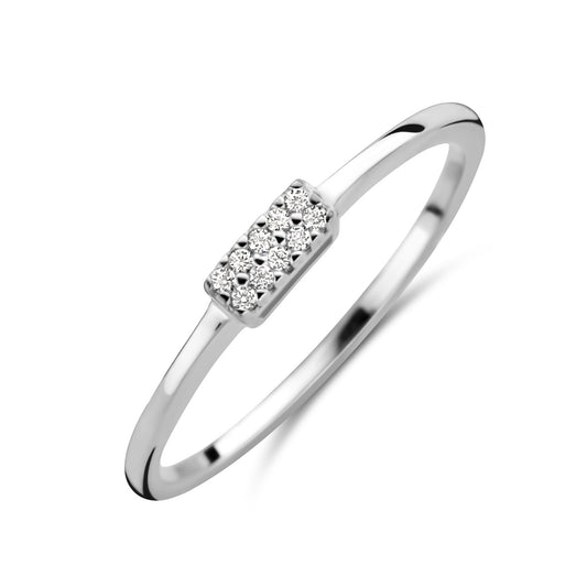 Damenring Bar 10 Zirkonia Silber 925/000 rhodiniert - MeinSchmuckShop