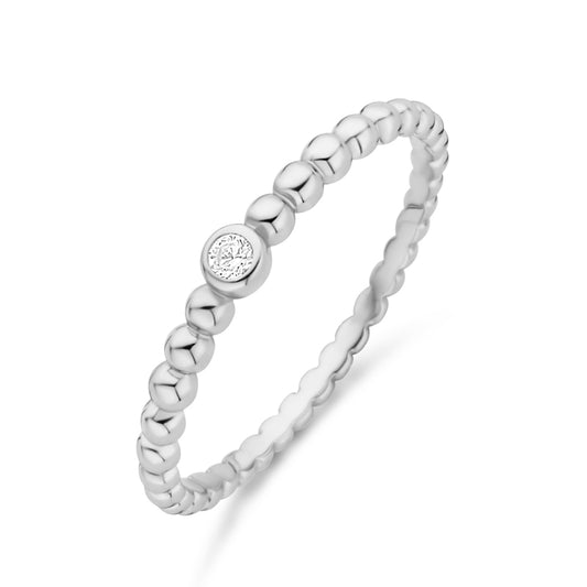 Kugelring 2mm breit mit Zirkonia Silber 925/000