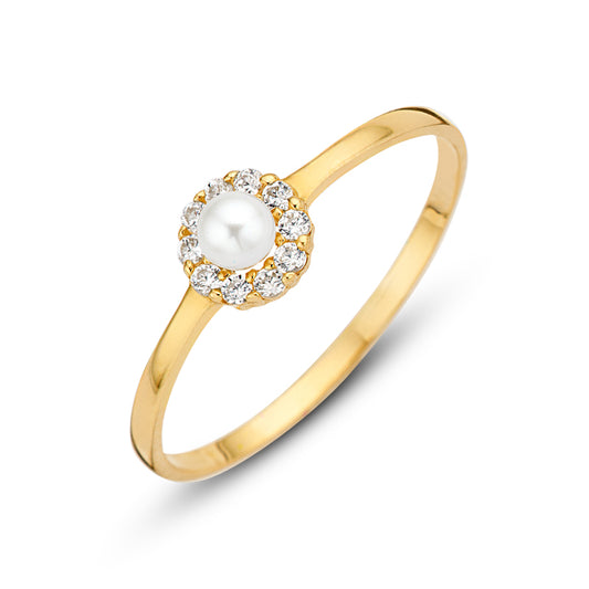 Damenring SWZP mit 10 Zirkonia Gold 585/000 - MeinSchmuckShop