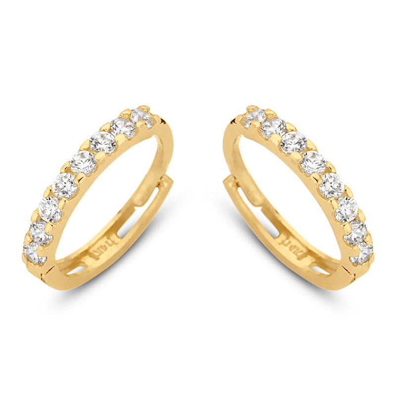 Klappcreolen mit 16 Zirkonia Gold 585/000 - MeinSchmuckShop