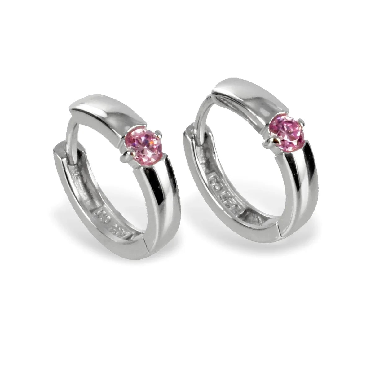 Klappcreolen 14mm mit Zirkonia rosé - Silber 925/000 - MeinSchmuckShop