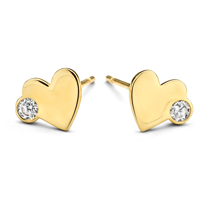 Ohrstecker Herz mit Zirkonia Gold 585/000 - MeinSchmuckShop
