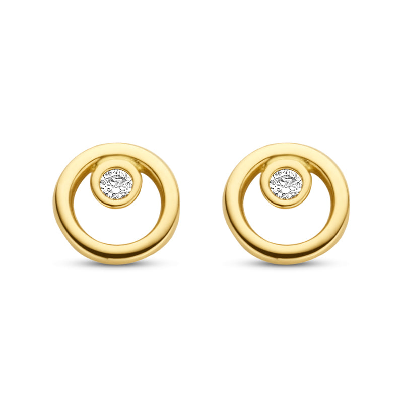 Ohrstecker rund mit Zirkonia Gold 585/000 - MeinSchmuckShop