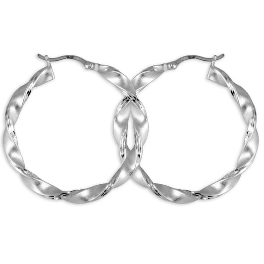 Creolen diamantiert 40mm - Silber 925/000 - MeinSchmuckShop
