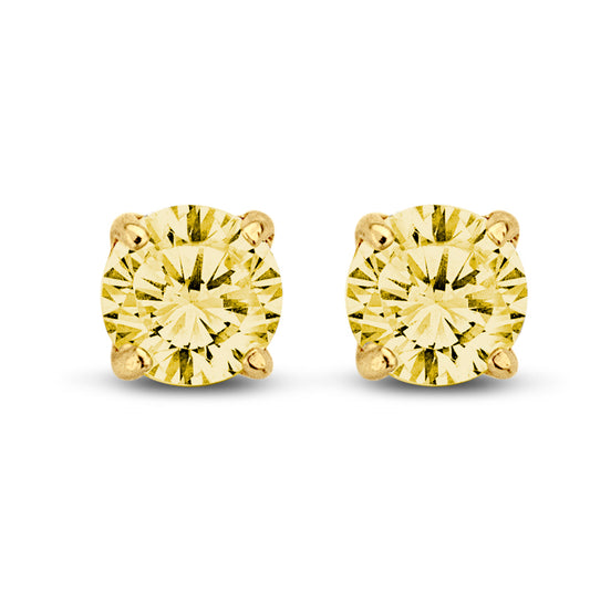 Ohrstecker Zirkonia gelb 5 mm Gold 585/000