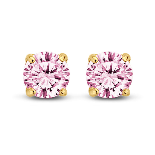 Ohrstecker Zirkonia rosa 5 mm Gold 585/000