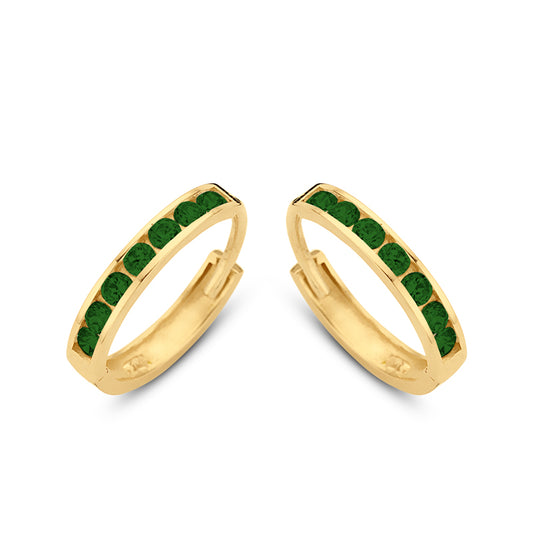 Klappcreolen 14 Zirkonia grün 11/1,8 mm Gold 585/000 - MeinSchmuckShop