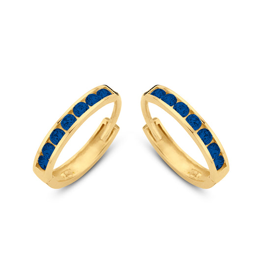 Klappcreolen 14 Zirkonia blau 11/1,8 mm Gold 585/000 - MeinSchmuckShop